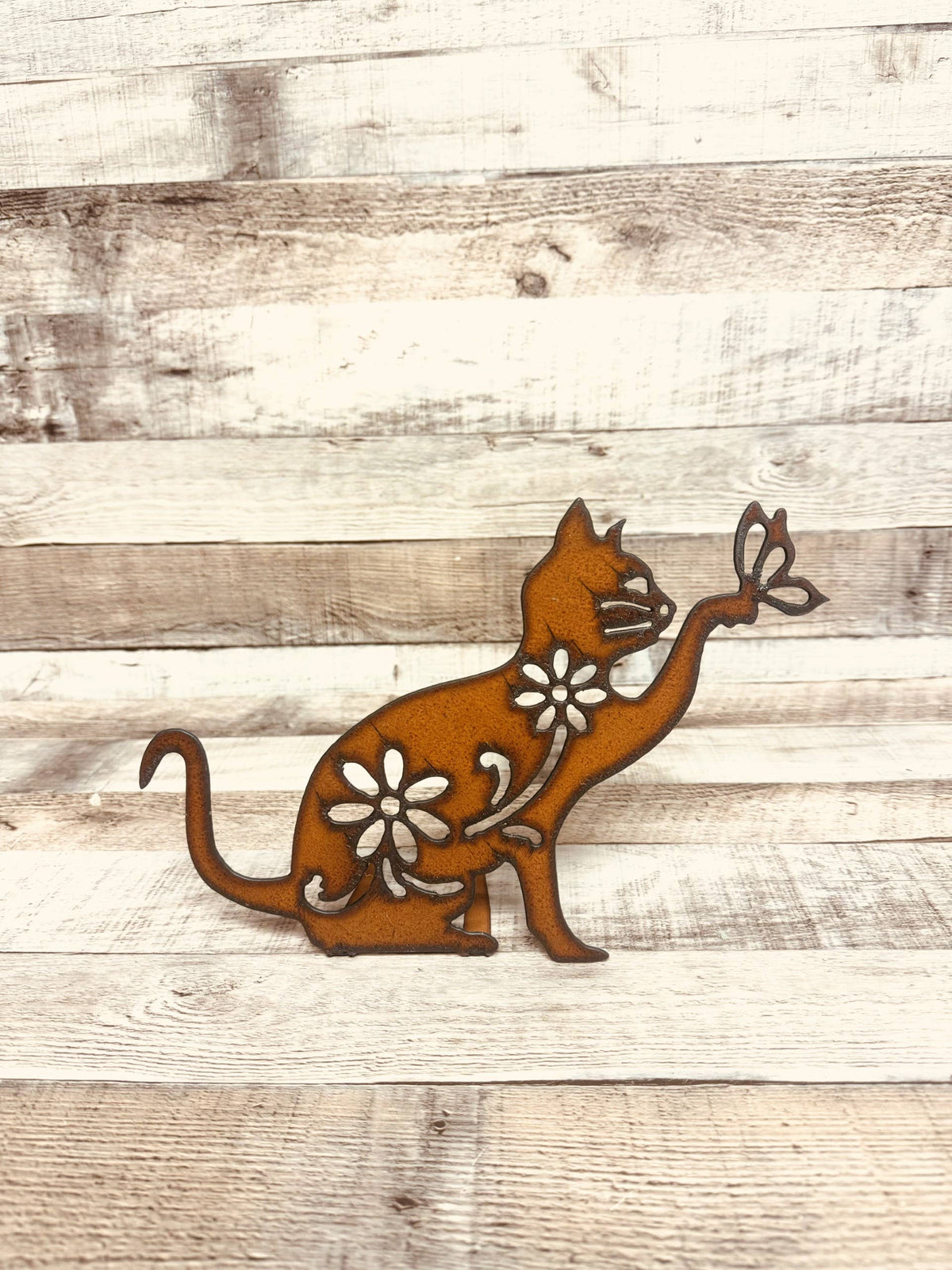 Cat Garden Friend Large Doodad Rustic Metal Garden Tabletop