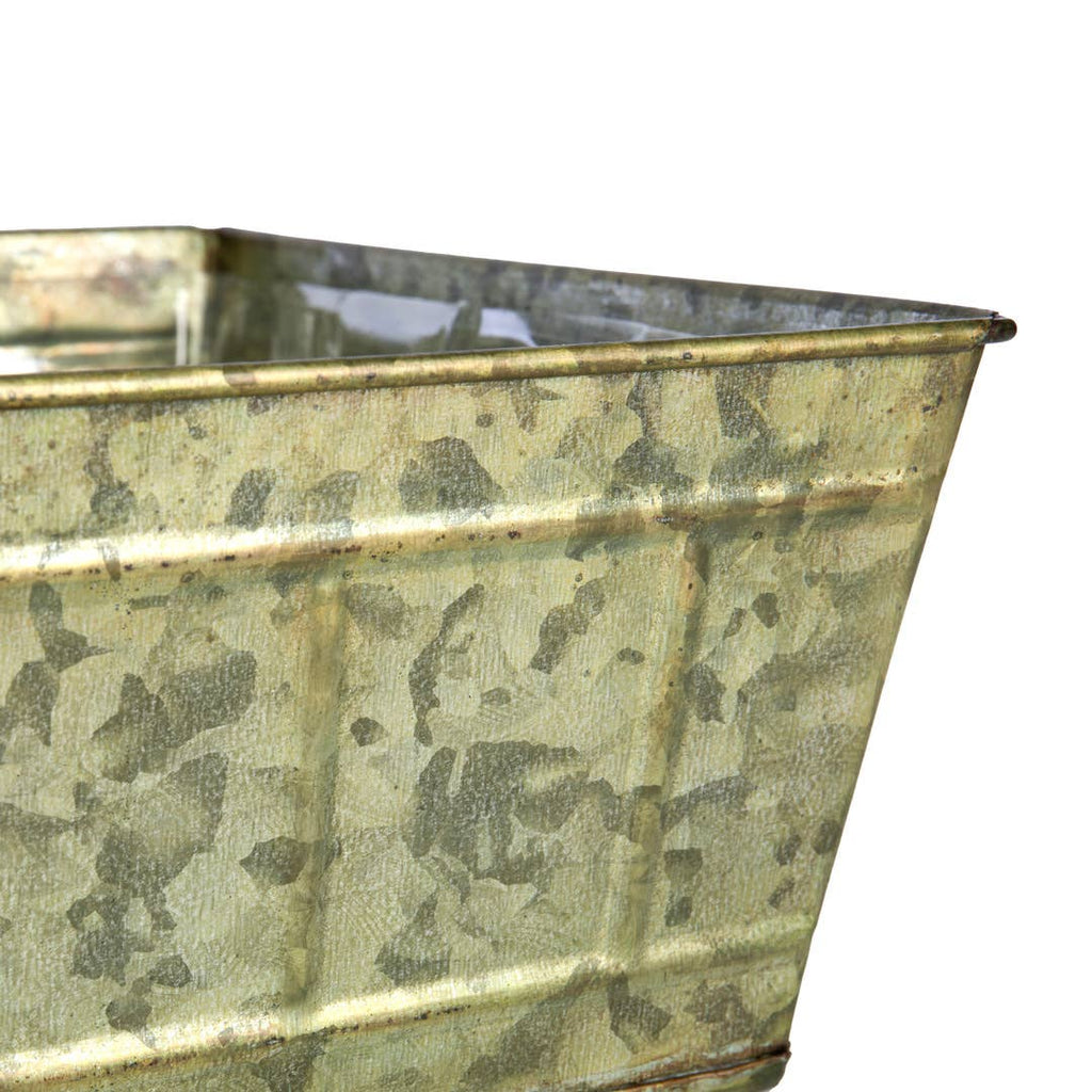 SQ TIN VERDIGRIS PLANTER