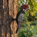 Woodpecker Tree Wall Plaque, Painted Cast Iron Outdoor Decor, 8"