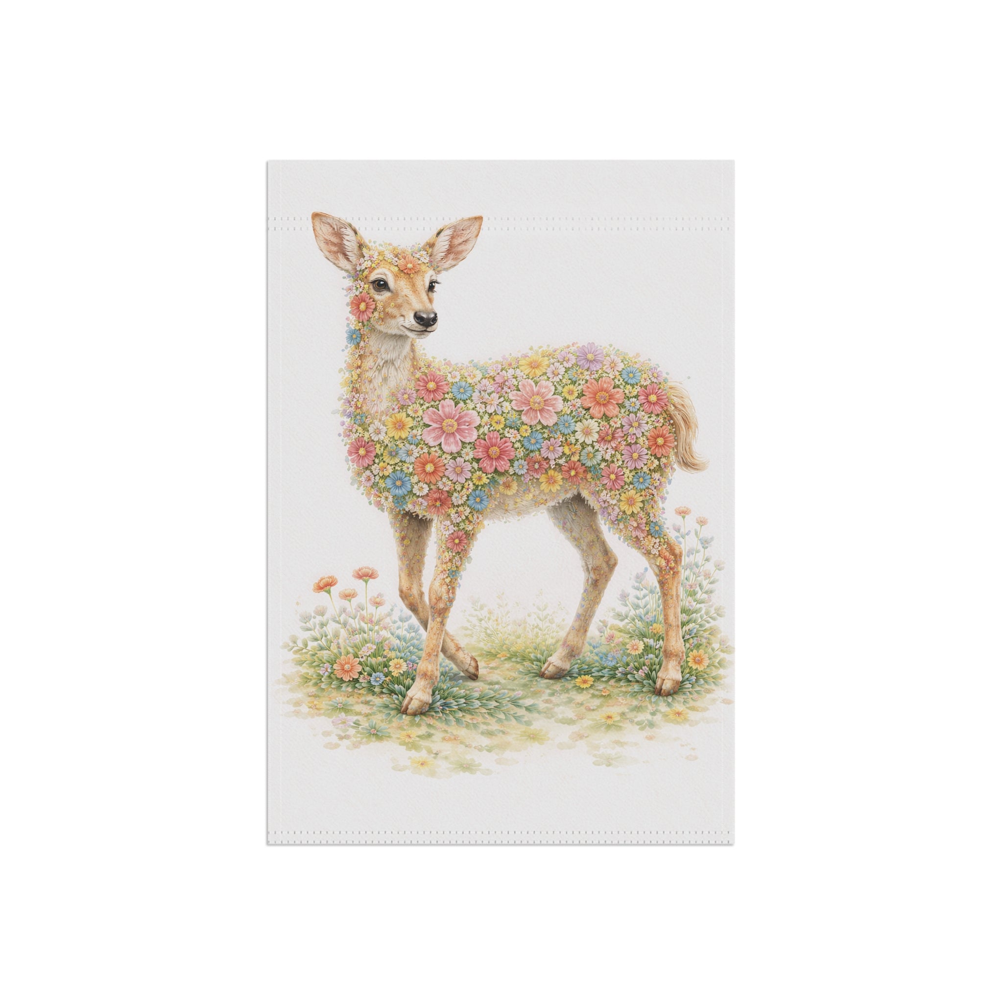 Floral Deer Garden Flag and Banner — Cottage Garden Banner