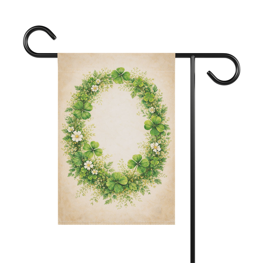 Botanical Irish Shamrock Wreath Banner