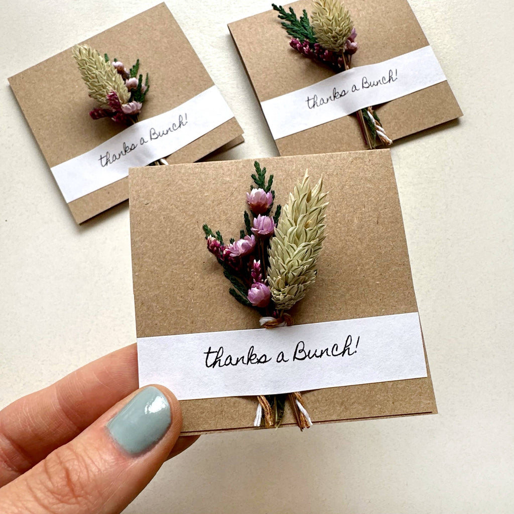 Thanks a Bunch Mini Dried Purple Floral Bouquet Card