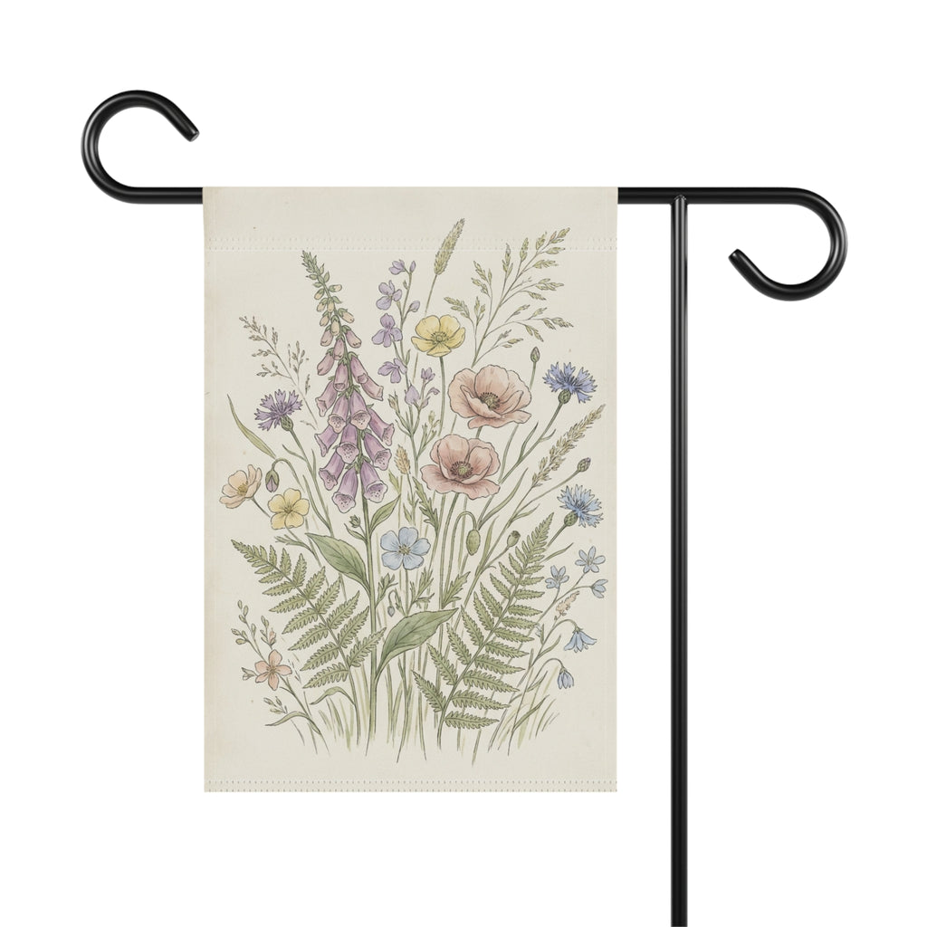 Wildflower Garden Flag — Botanical House Banner for Porch & Yard