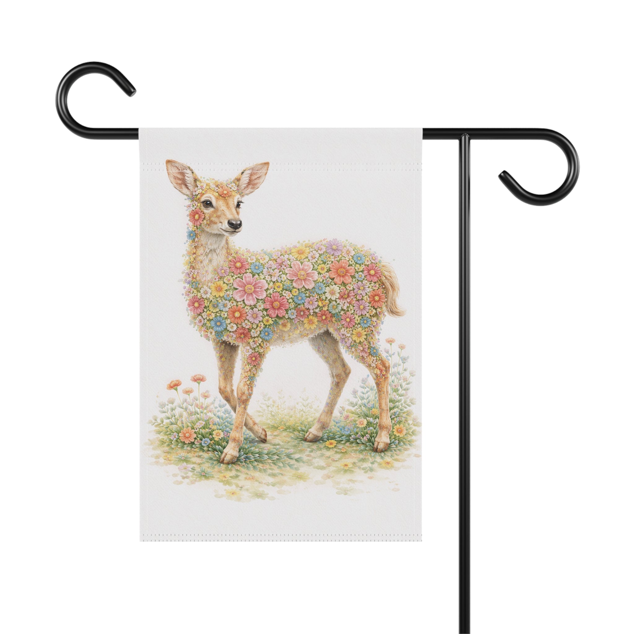Floral Deer Garden Flag and Banner — Cottage Garden Banner