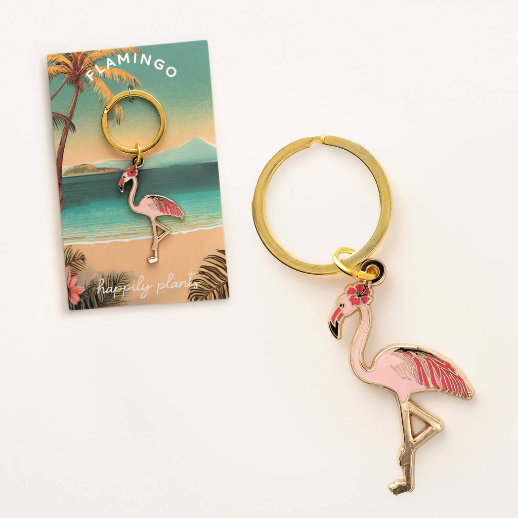 Pink Flamingo Keychain charm, Coastal & Beach Spring Gifts