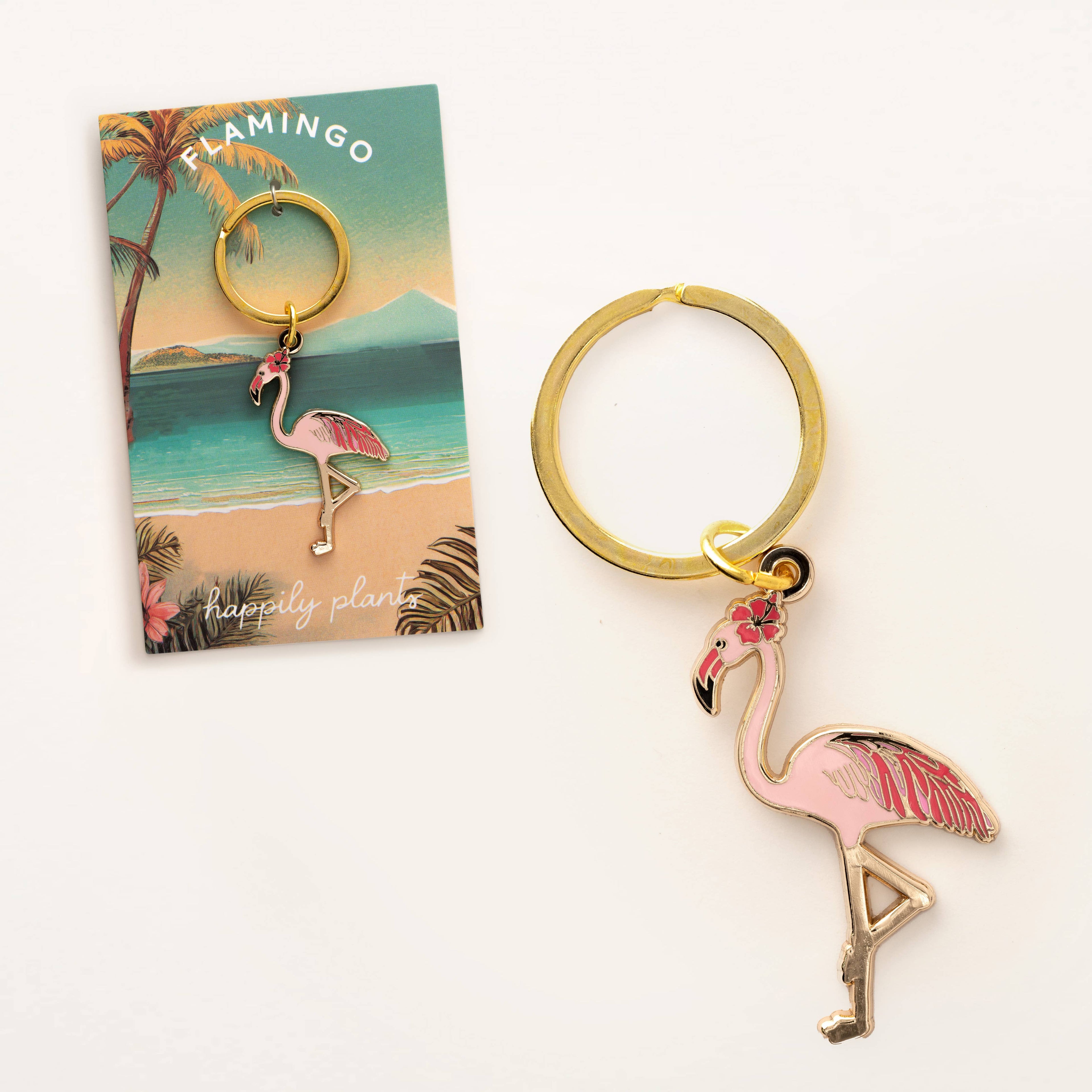 Pink Flamingo Keychain charm, Coastal & Beach Spring Gifts