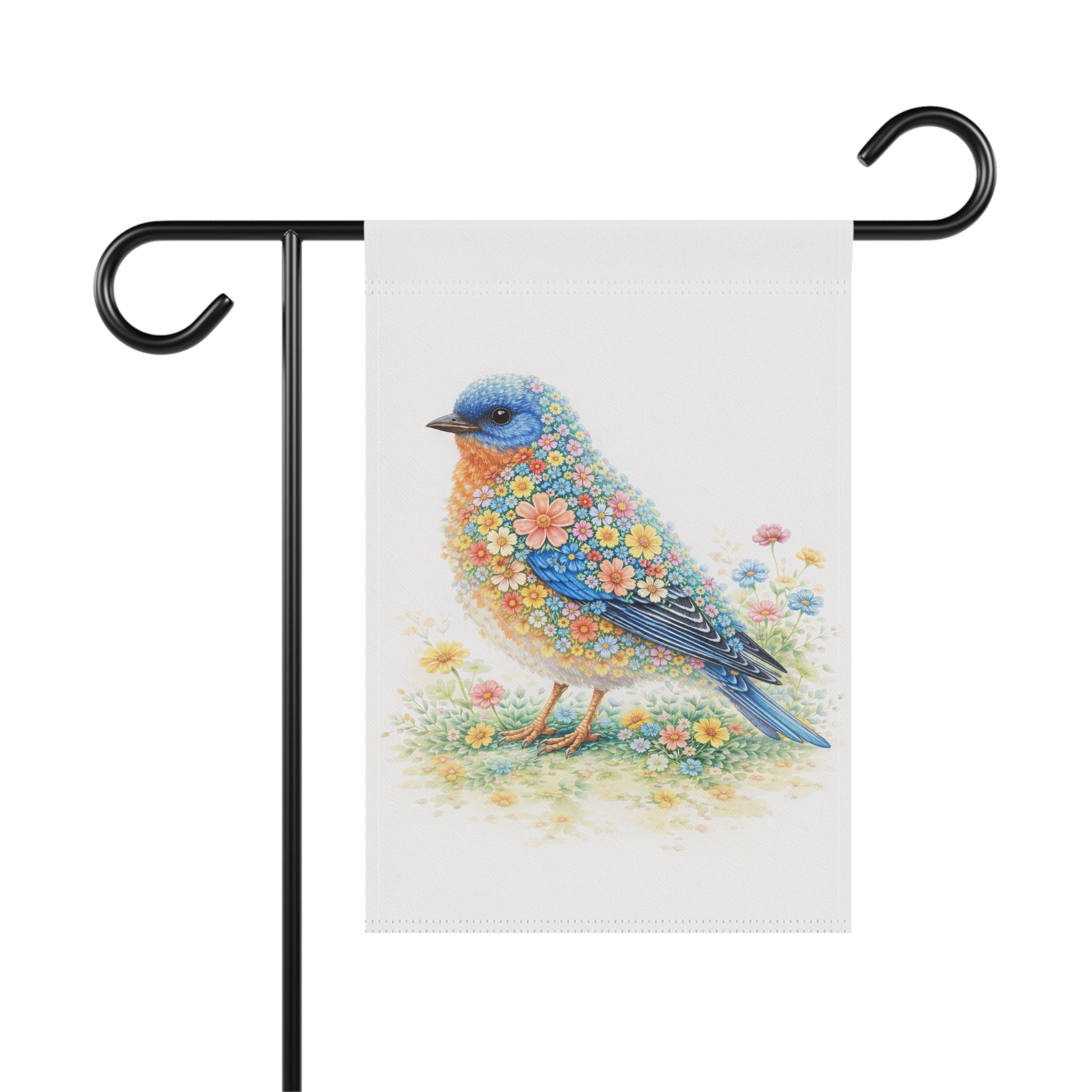 Bluebird Garden Flag and Banner -  Floral Cottage Spring Banner