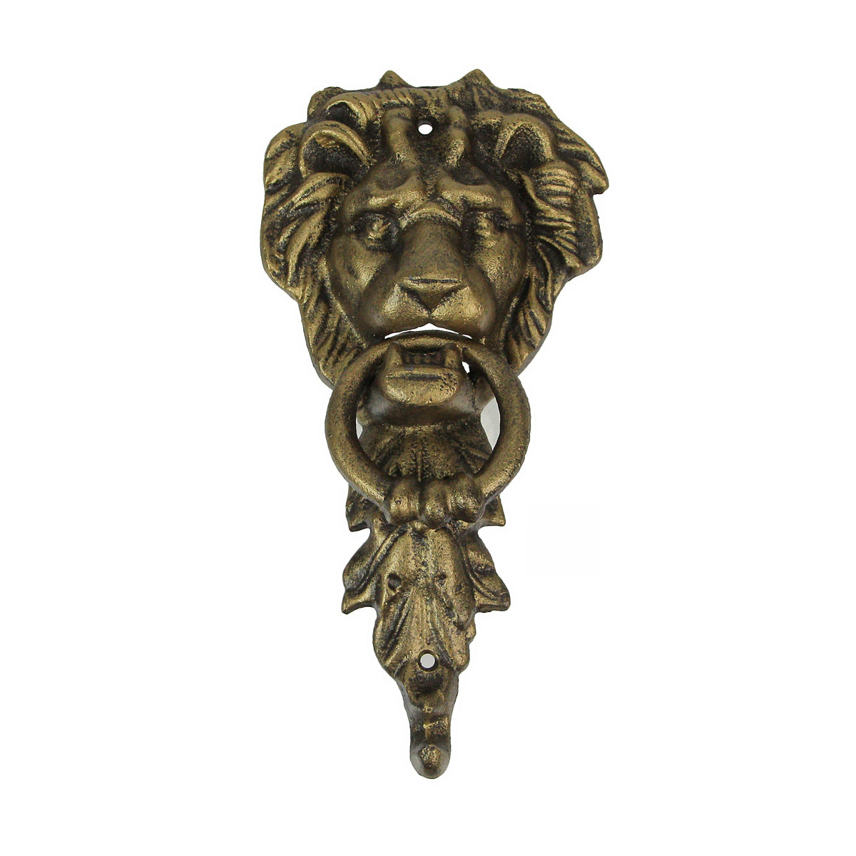 10-Inch Vintage Lion Door Knocker — Antique Bronze Cast Iron