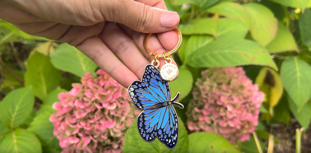 Blue Morpho Butterfly Keychain & Bag Charm, Spring Gifts