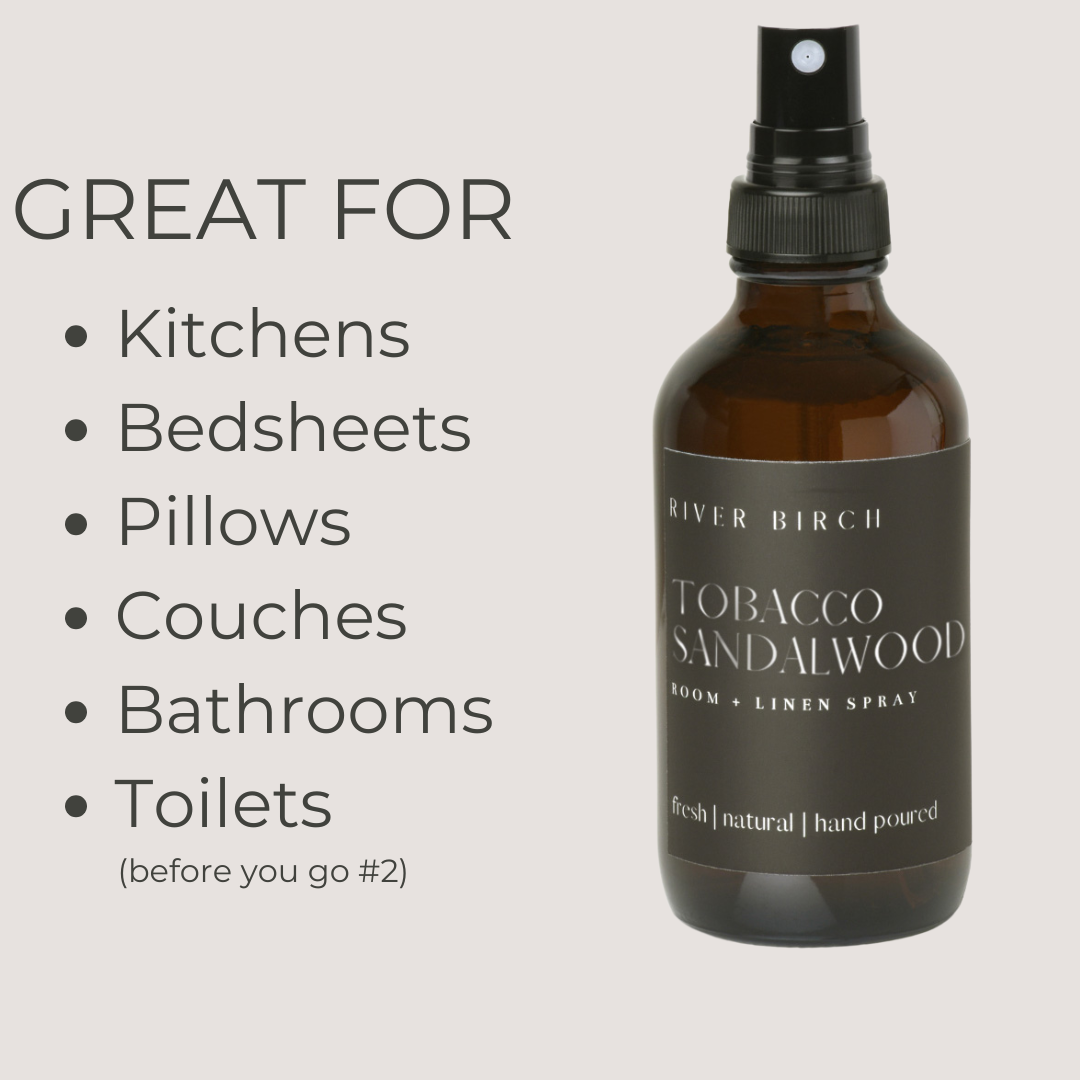 Tobacco Sandalwood   - 4 oz Amber Glass Room + Linen Spray