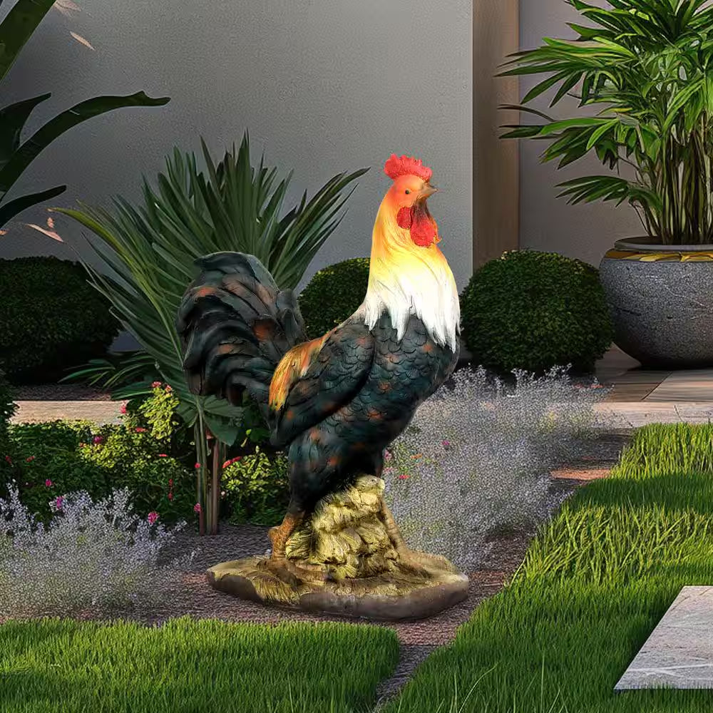 22.4 In. Rooster Garden Statues- Large Concrete Garden Sculptures and Statues Chicken Decorations for Outdoor Home Decor