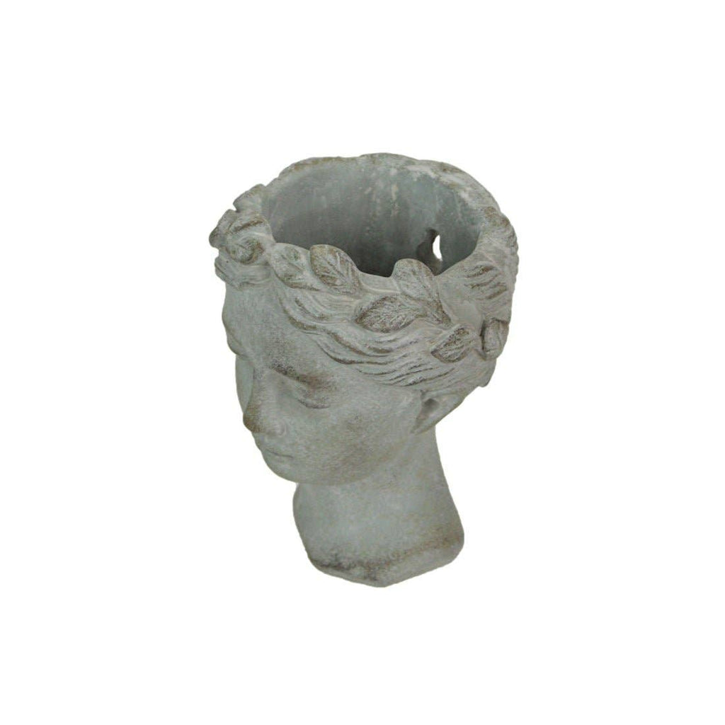 Weathered Gray Greek Lady Wall Mount Cement Planter 6 Inches