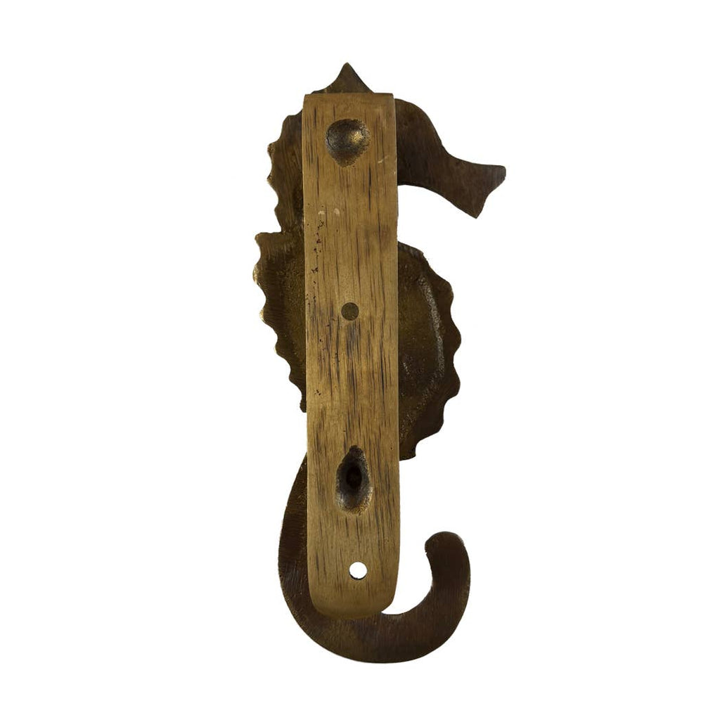 Antiqued Brass Seahorse Door Knocker | 5-1/2” | Home Accents