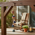 Wind Chime - Blue Ceramic and Jute Bell Cluster, 37 in.