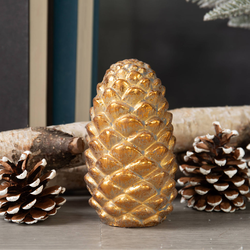 Gold Cement Pinecone Decor