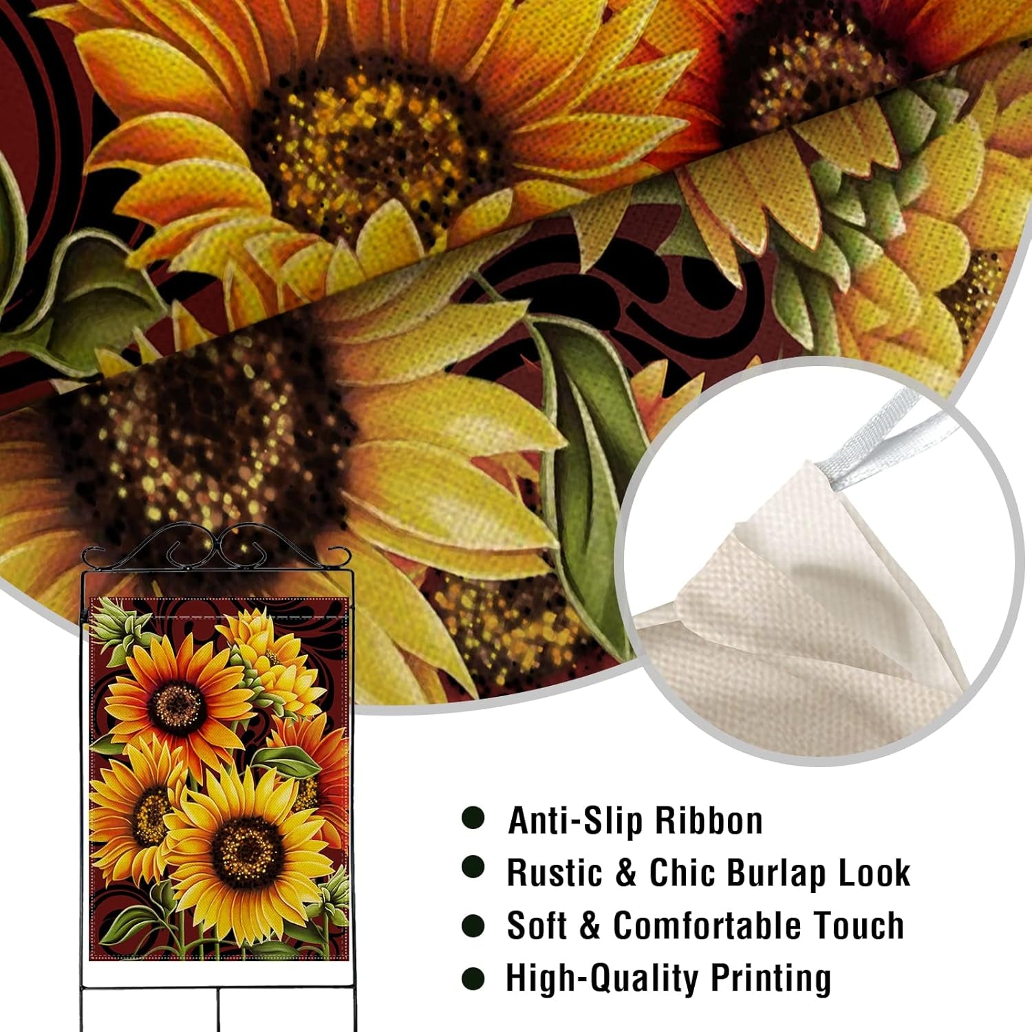 Home Decorative Sunflowers House Flag, Summer Fall Garden Yard Outdoor Welcome Decor Autumn Vintage outside Flower Decoration Sign, Farmhouse Seasonal Large Burlap Flag Double Sided 28 X 40