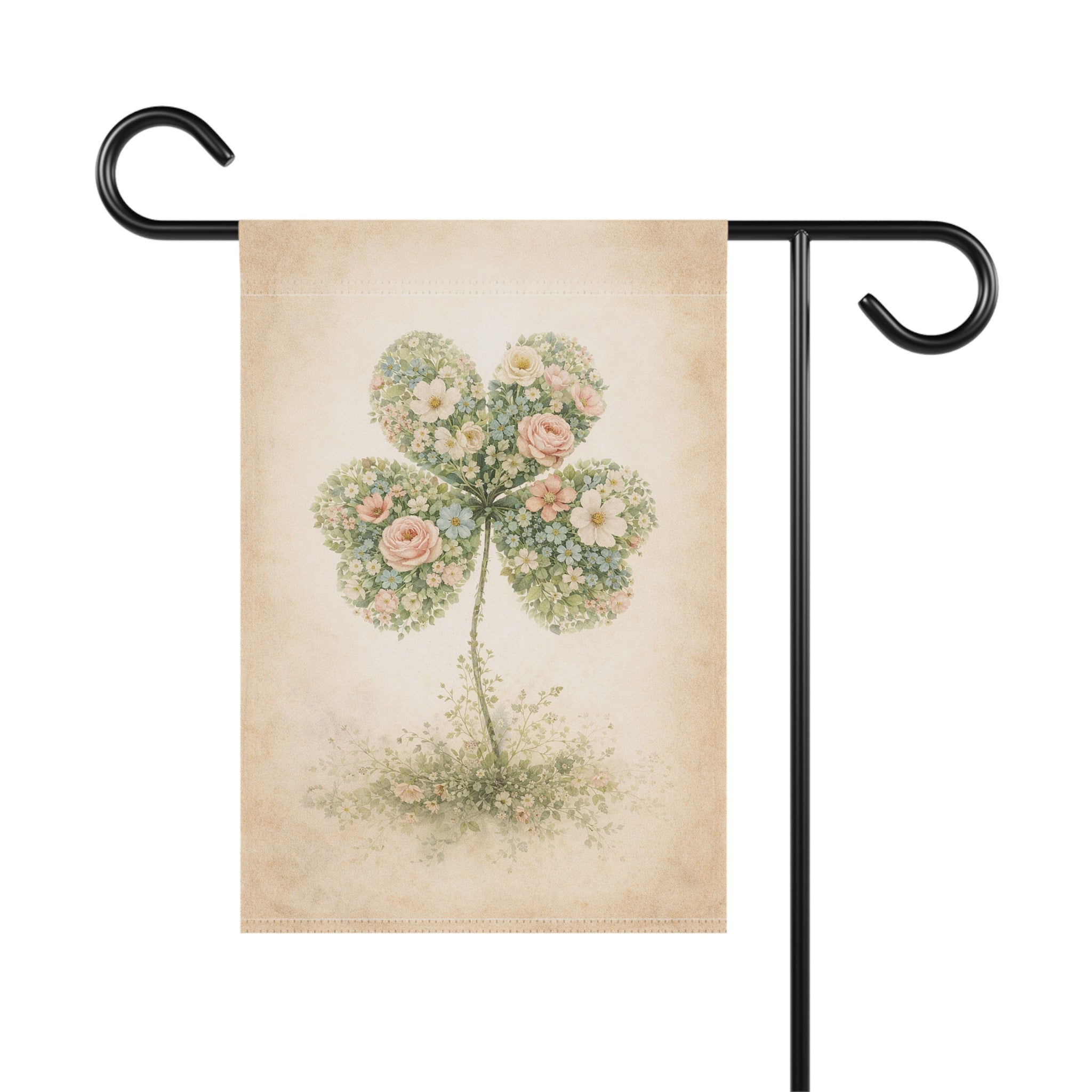 Flower Filled Four Leaf Clover - St. Patrick's Day Garden Flag