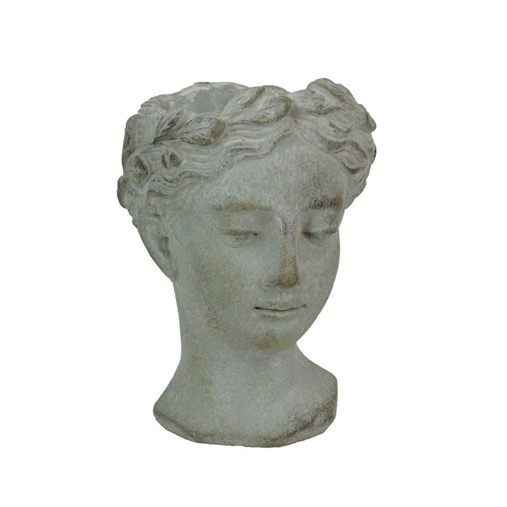 Weathered Gray Greek Lady Wall Mount Cement Planter 6 Inches