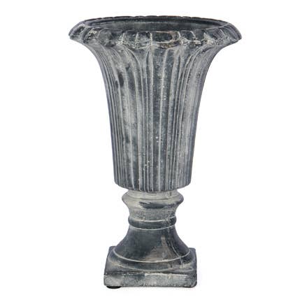 Round Cement Fluted Urn 7"D