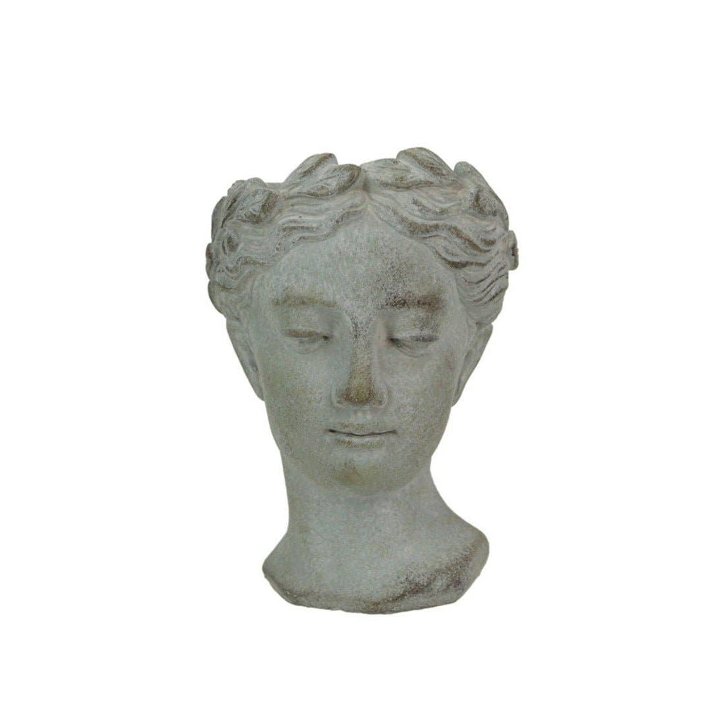 Weathered Gray Greek Lady Wall Mount Cement Planter 6 Inches