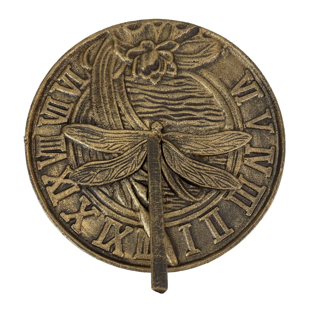21-Inch Cast Iron Bronze Dragonfly Sundial Garden Décor