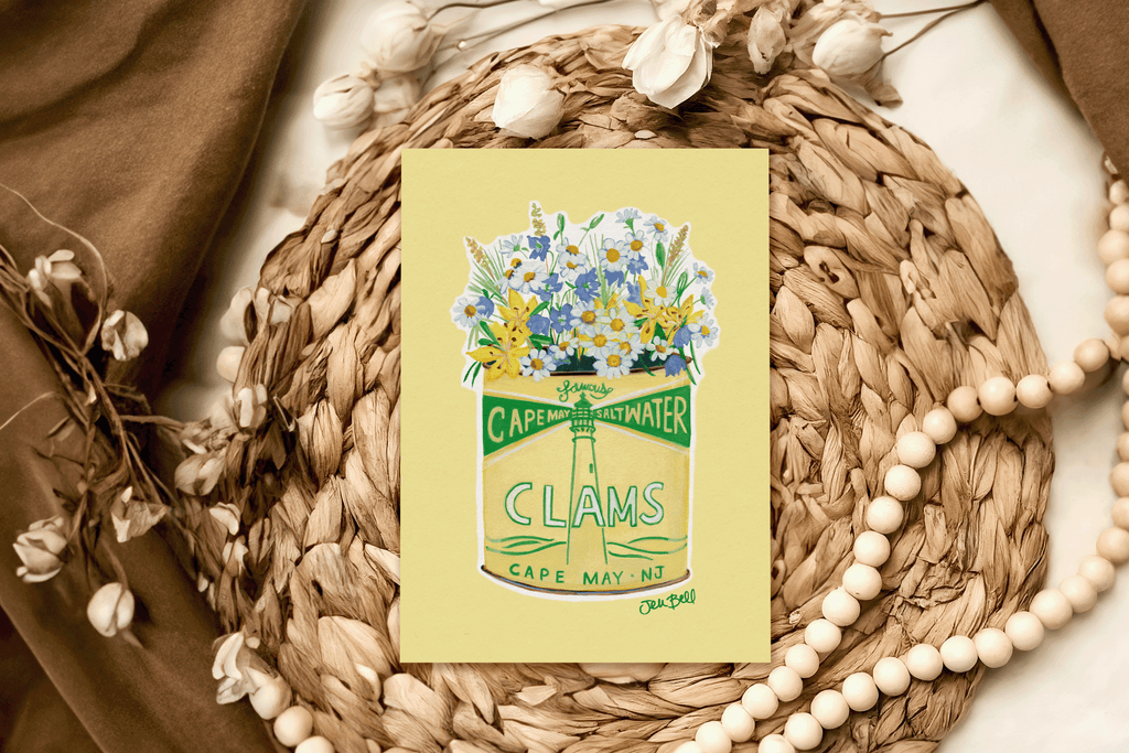 NJ Greeting Card Set Featuring Wildflowers and Vintage Cans