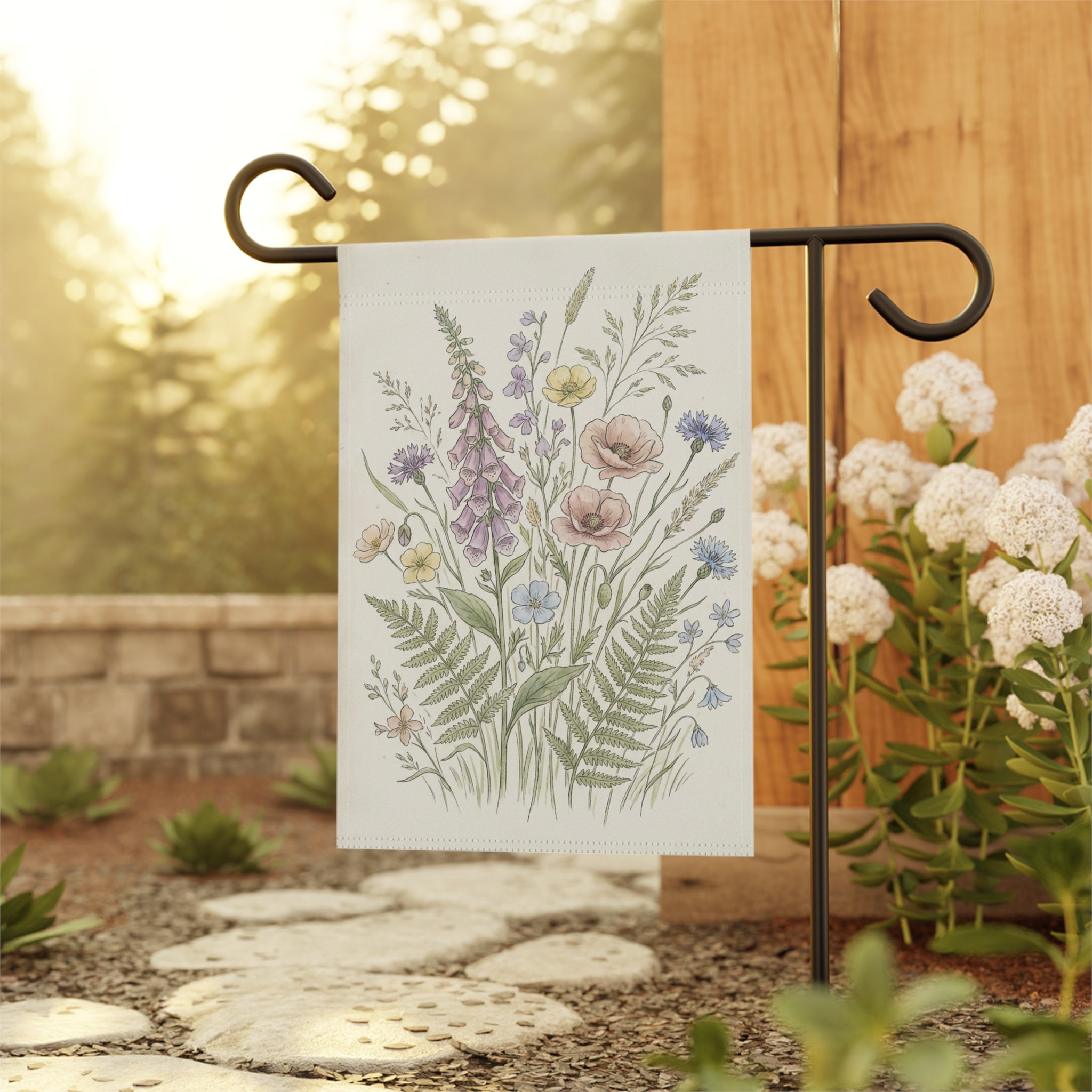 Wildflower Garden Flag — Botanical House Banner for Porch & Yard