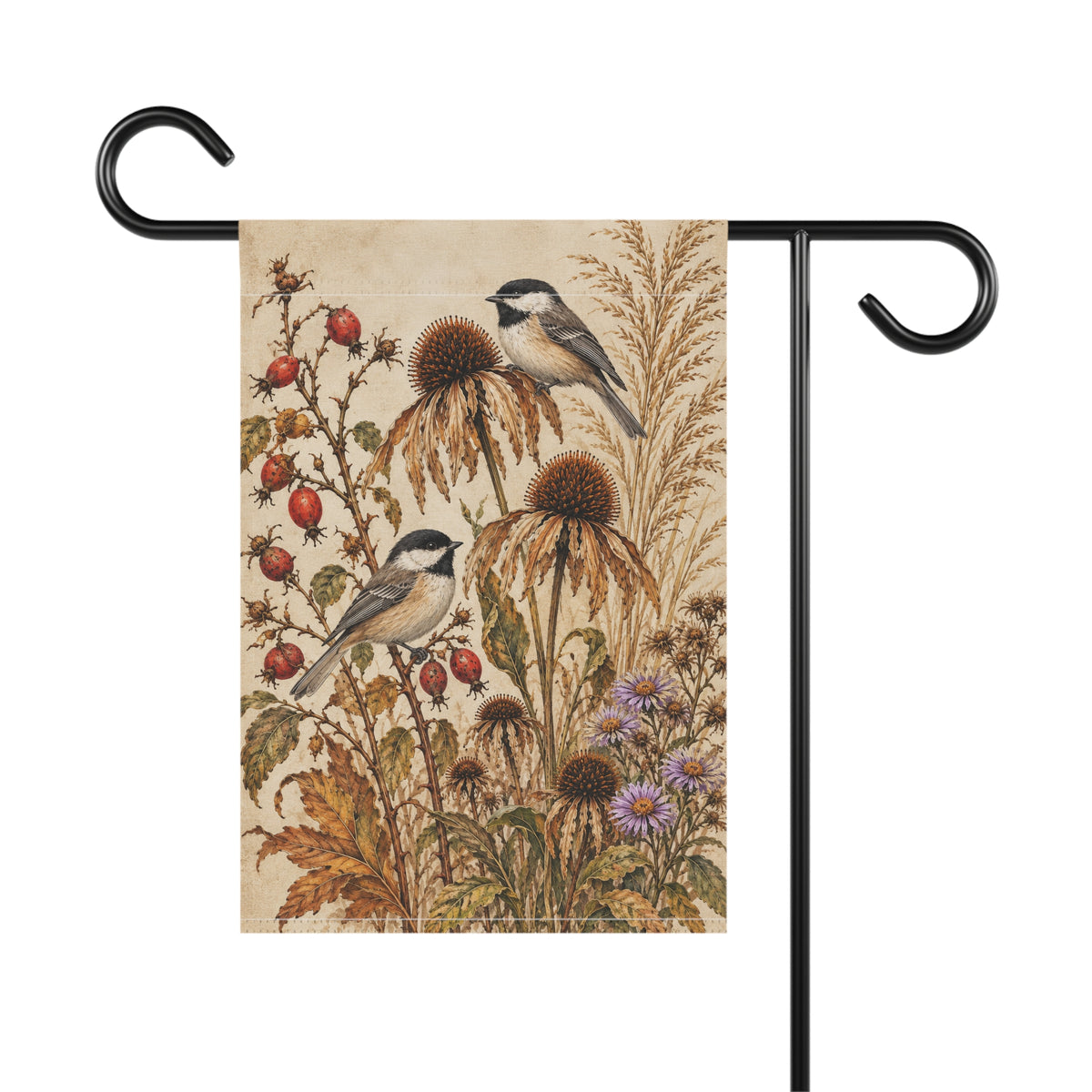 The Autumn Garden Chickadee Flag