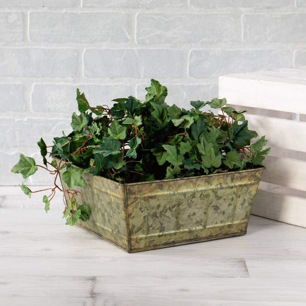 SQ TIN VERDIGRIS PLANTER