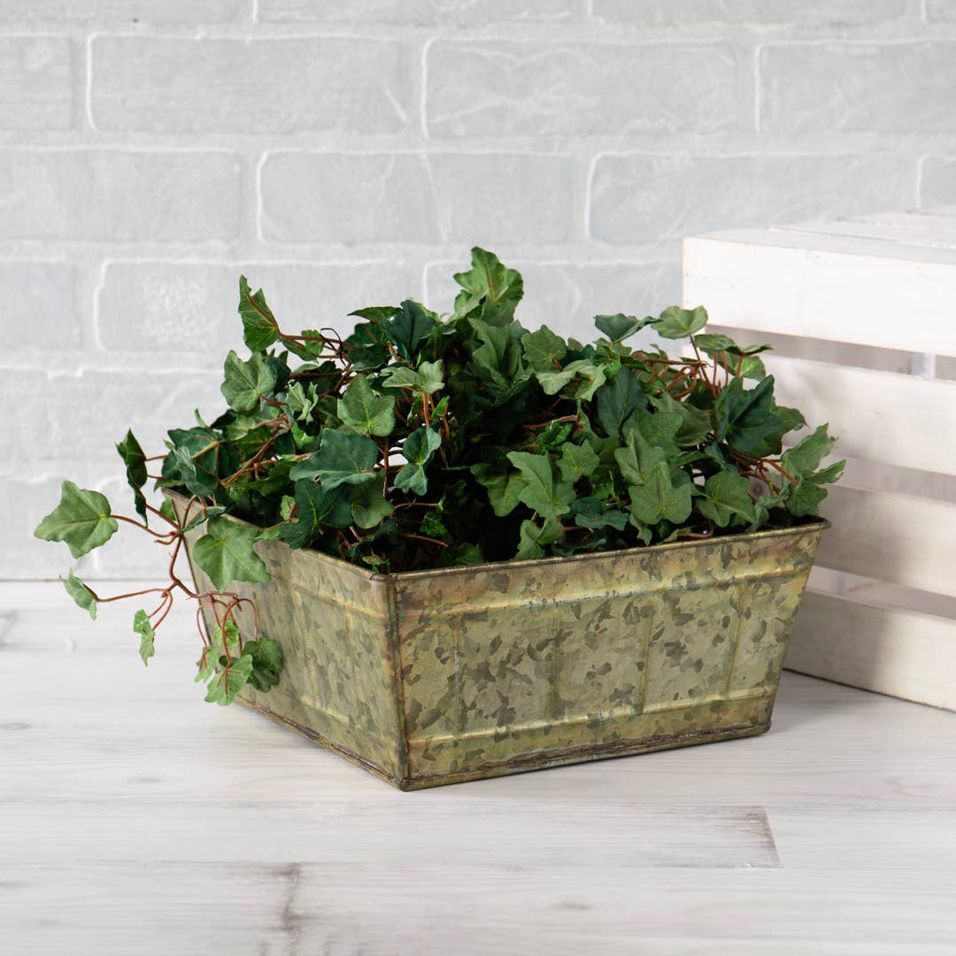 SQ TIN VERDIGRIS PLANTER