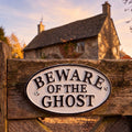 Beware of the Ghost Wall Sign, Cast Iron, Halloween Decor, 6.5"