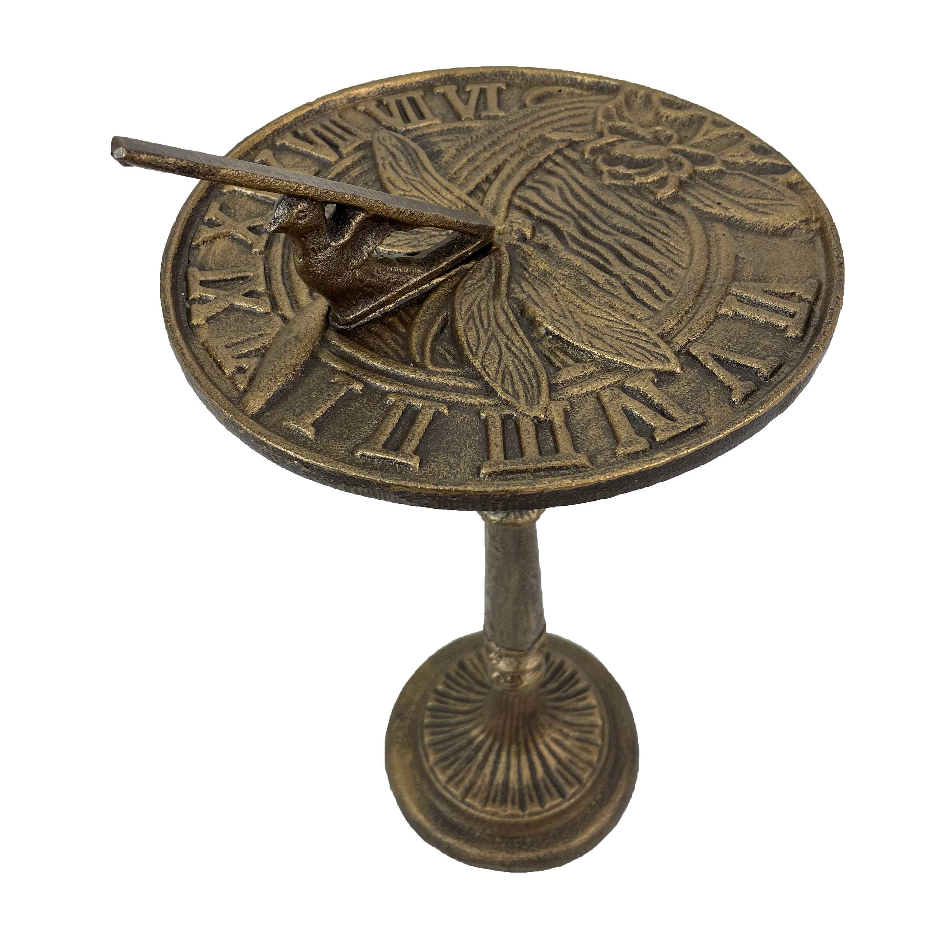 21-Inch Cast Iron Bronze Dragonfly Sundial Garden Décor