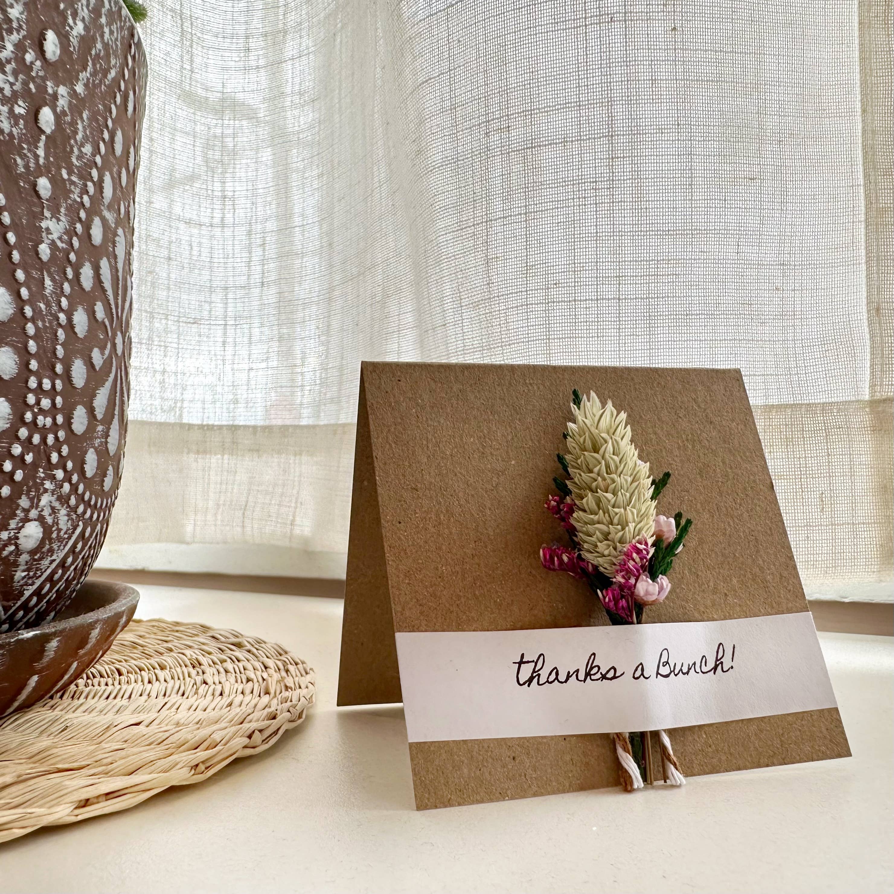 Thanks a Bunch Mini Dried Purple Floral Bouquet Card