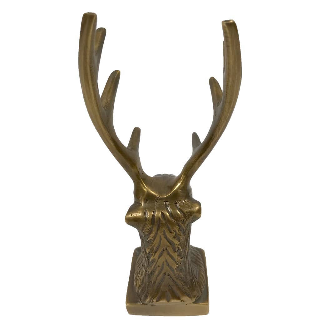 Antiqued Brass Stag Pen Tabletop Holder | Stationary