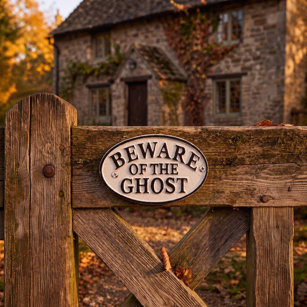 Beware of the Ghost Wall Sign, Cast Iron, Halloween Decor, 6.5"