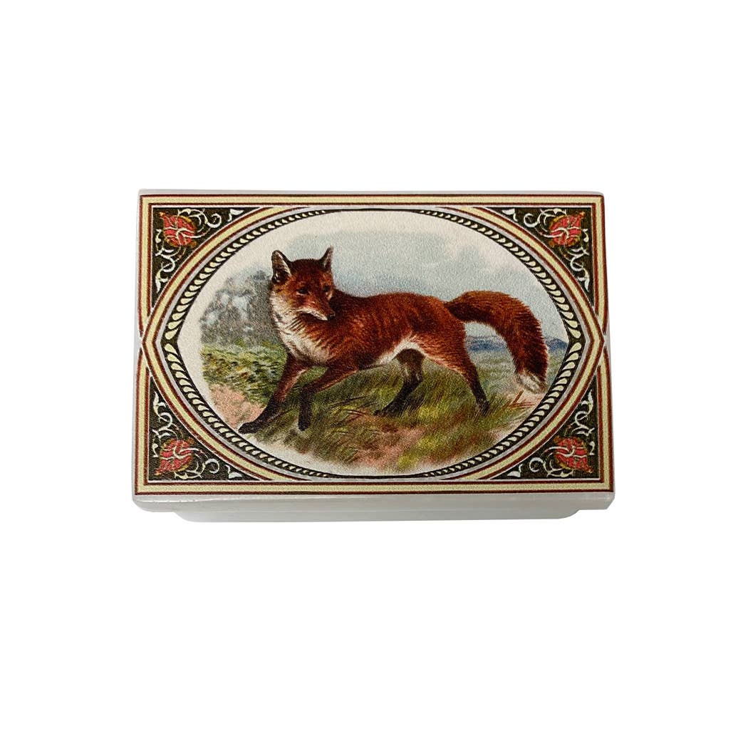 Red Fox Printed Soapstone Box | Jewelry storage