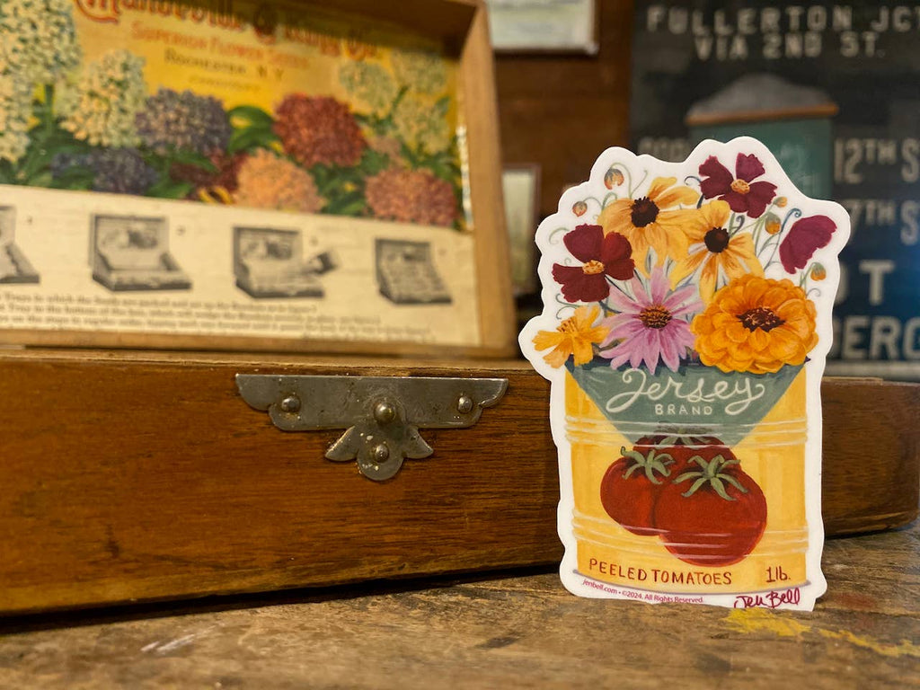 New Jersey Tomato Sticker in Vintage Tin Can