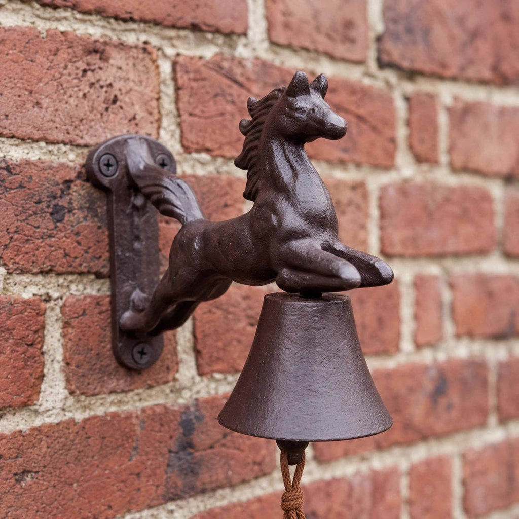 Horse Doorbell, Antique Brown Cast Iron, Porch Bell, 8"