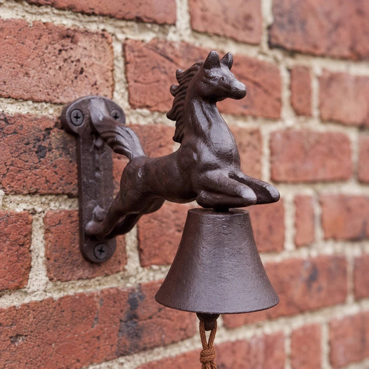 Horse Doorbell, Antique Brown Cast Iron, Porch Bell, 8"