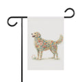 Whimsical Floral Dog Standing in Bloom Garden Banner and Flag