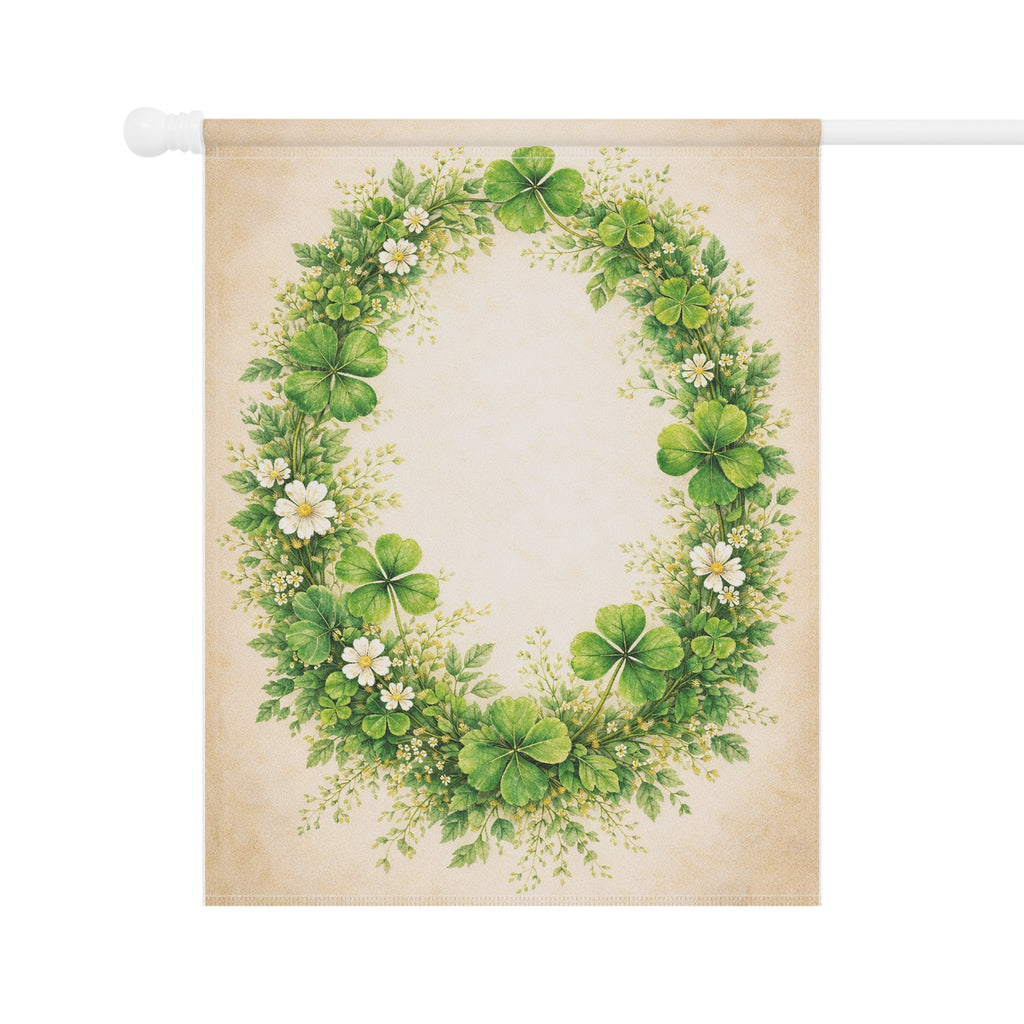 Botanical Irish Shamrock Wreath Banner