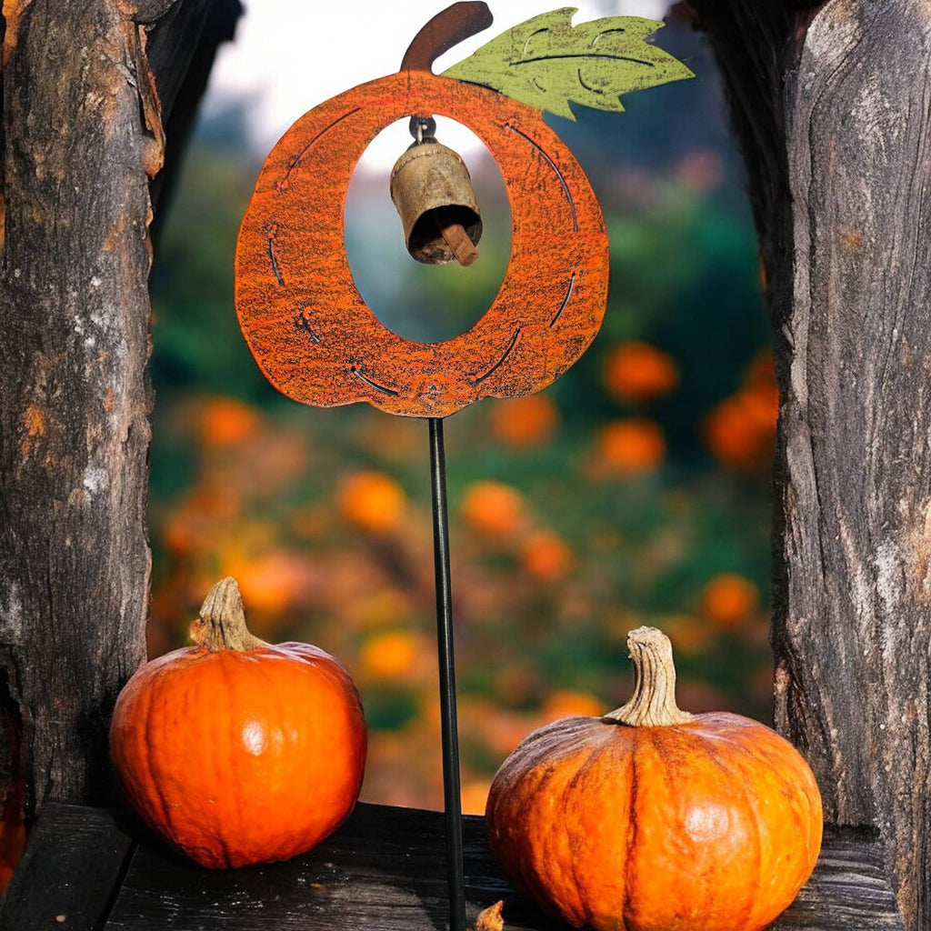 Pumpkin plant stake Nana bell cute metal gifts wind chime
