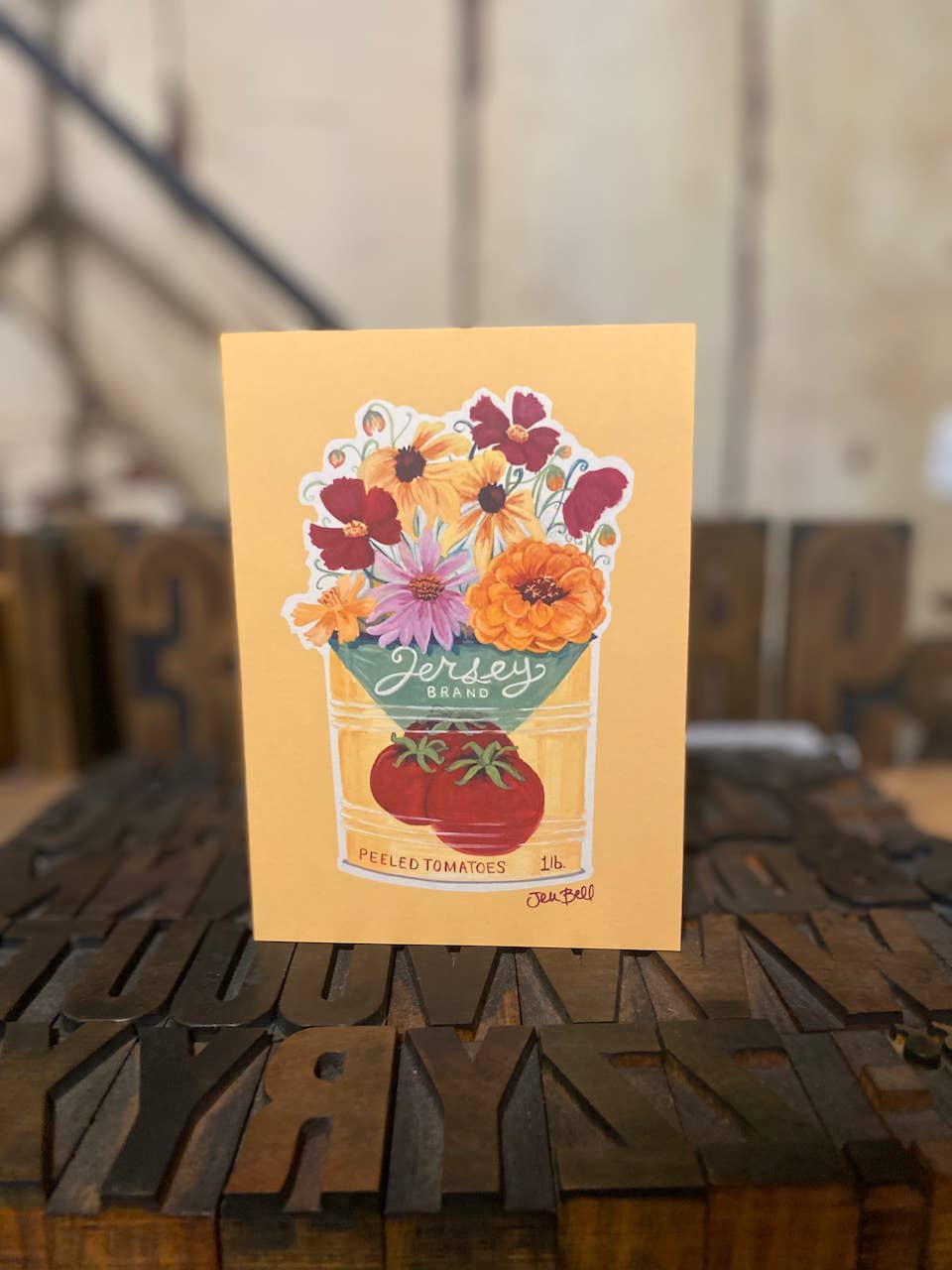 NJ Greeting Card Set Featuring Wildflowers and Vintage Cans