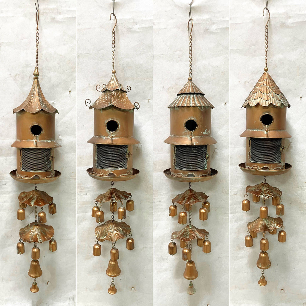 4 Asst. Hanging Birdhouse Feeder with Chimes