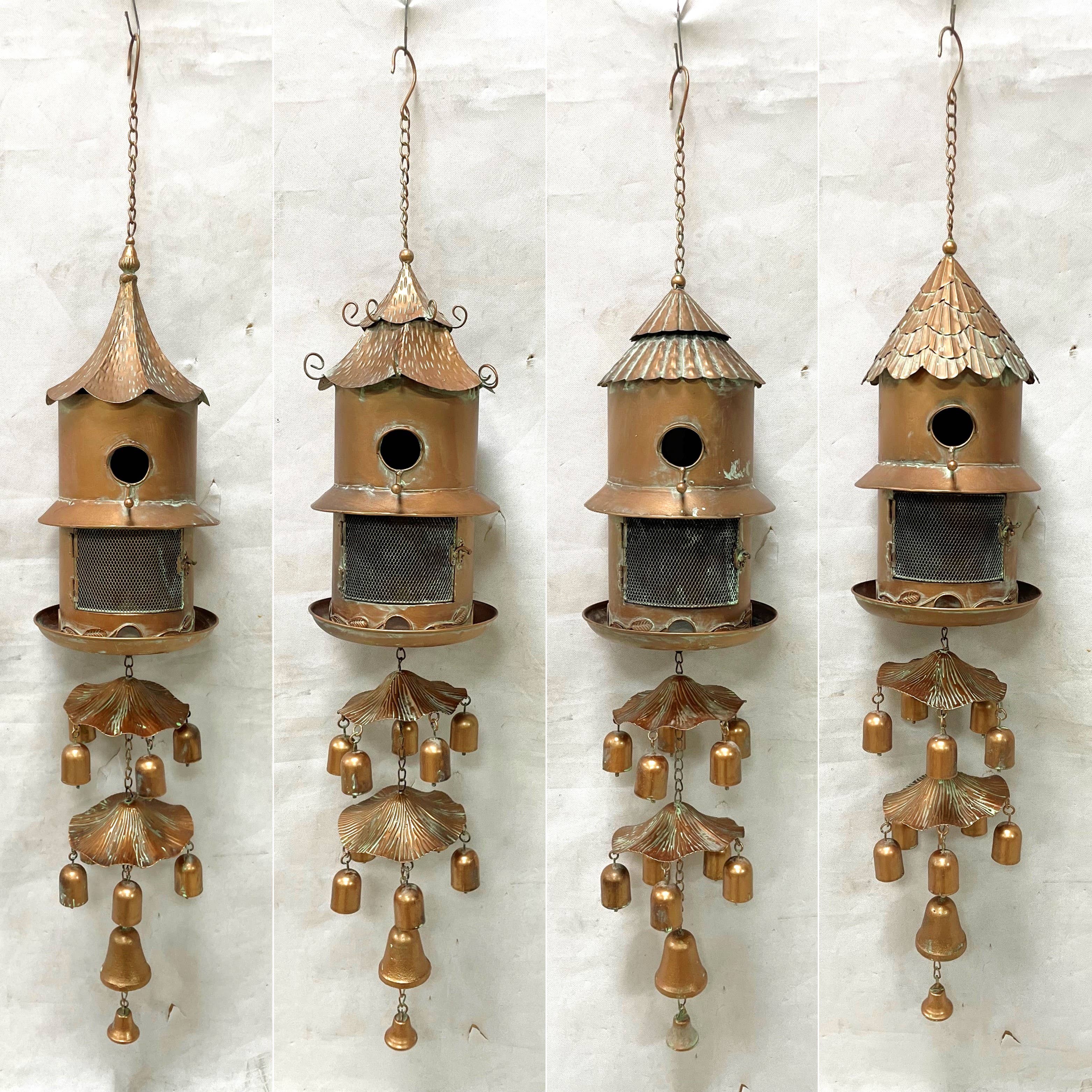 4 Asst. Hanging Birdhouse Feeder with Chimes