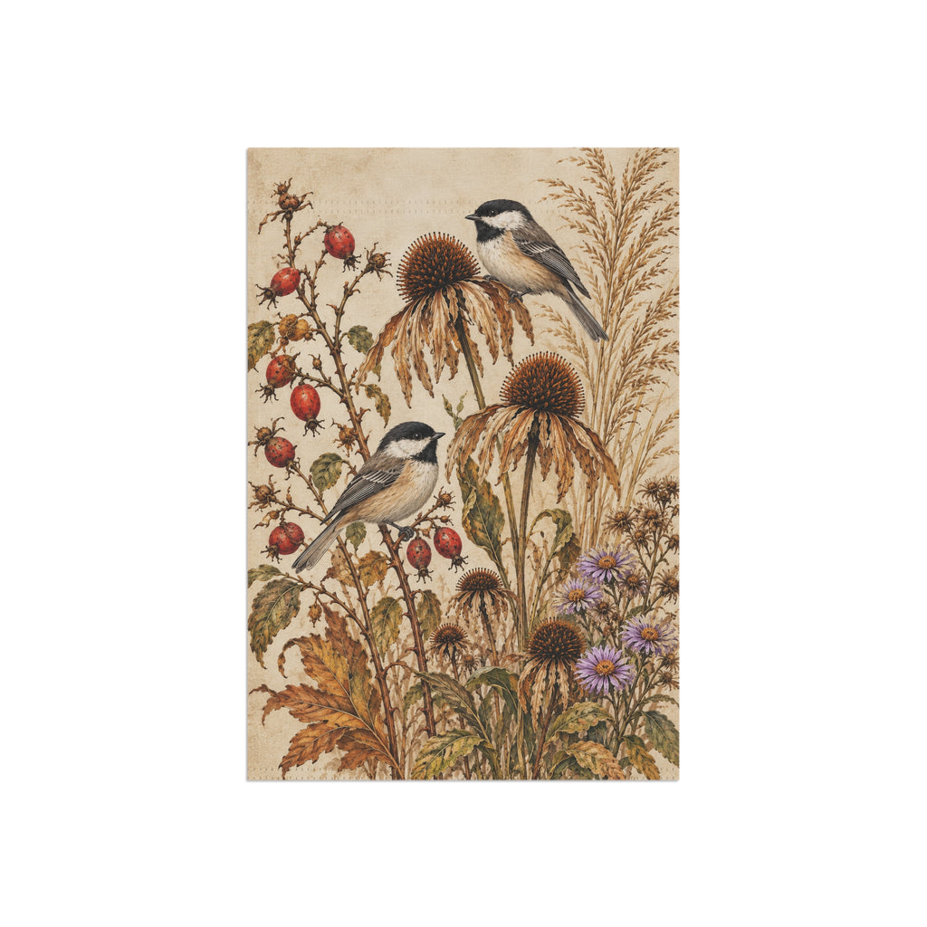 The Autumn Garden Chickadee Flag