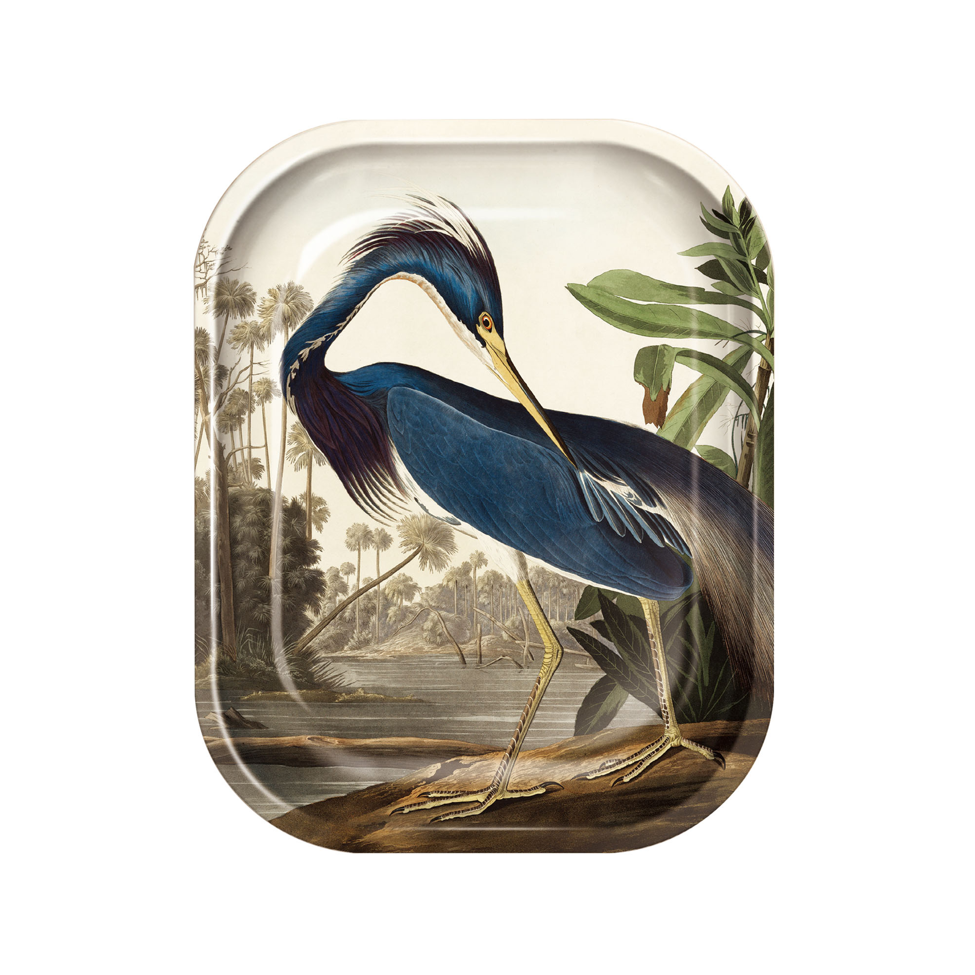 Small Metal Vintage Audubon Louisiana Heron Trinket Tray