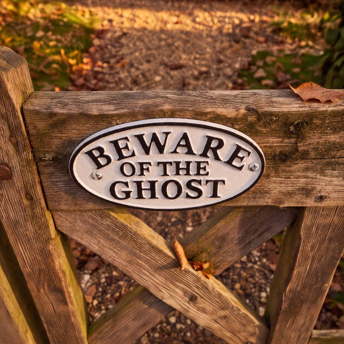 Beware of the Ghost Wall Sign, Cast Iron, Halloween Decor, 6.5"