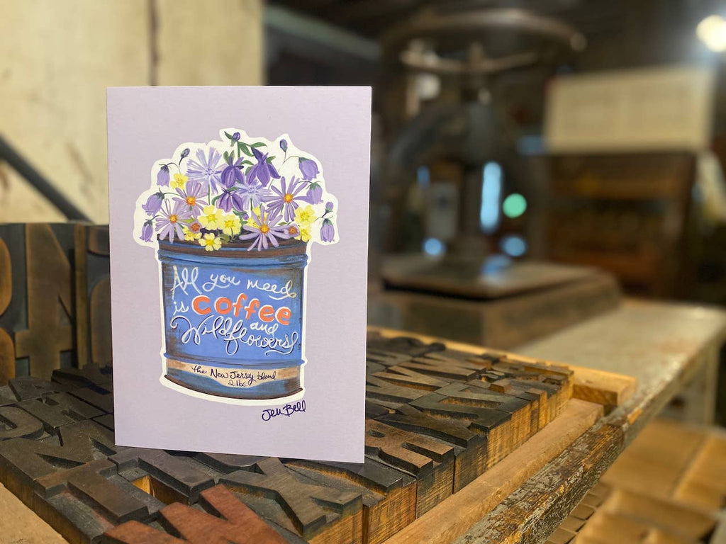 NJ Greeting Card Set Featuring Wildflowers and Vintage Cans