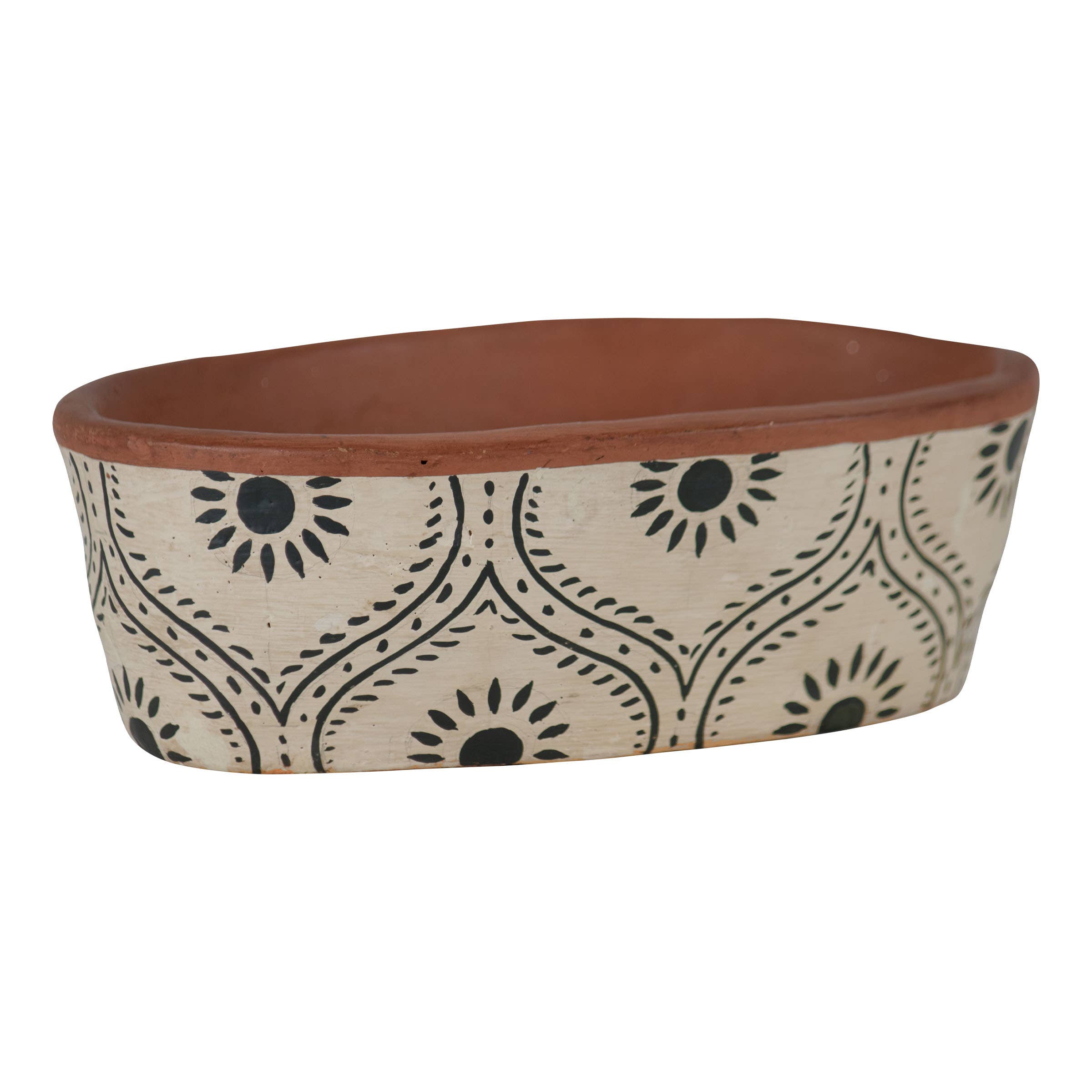 Jenica Oval Terracotta Planter Hand Painted Floral